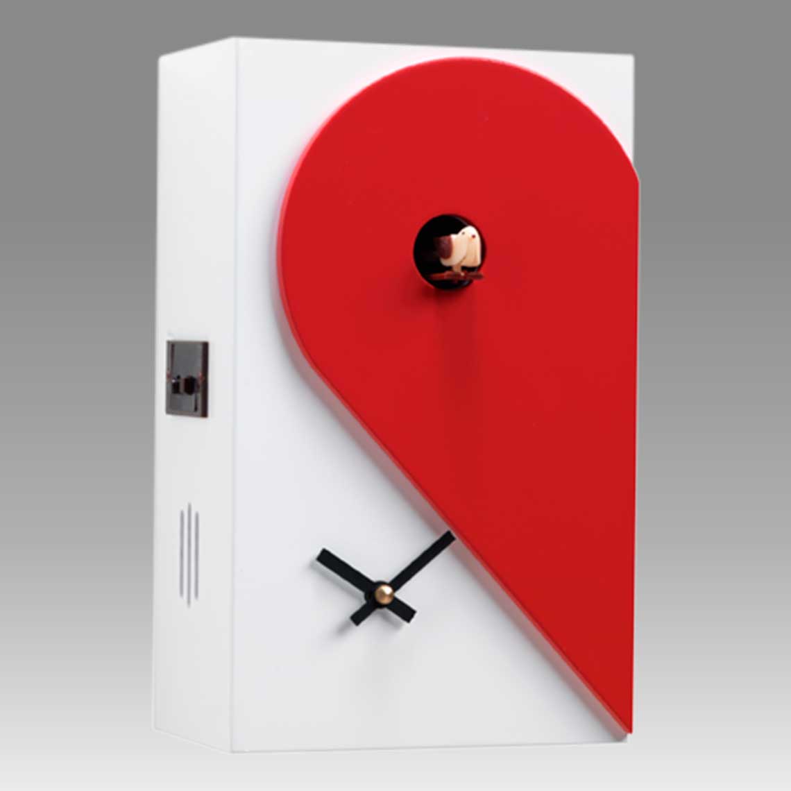 Modern cuckoo clock Art.loveme loveyou 2606 lacquered with acrilic color white with red heart